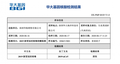 华大海洋针对在售的主要进口水产品进行新冠病毒核酸