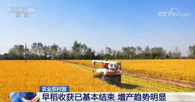 农业农村部：早稻收获已基本结束 增产趋势明显