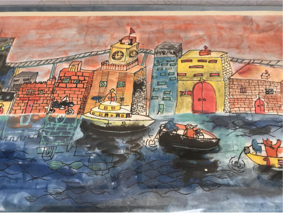 　　画卷主人公“小象艾尔”，乘坐高铁，从香港出发，途径广州