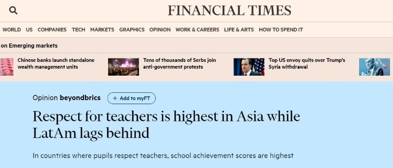 【中国那些事儿】蝉联榜首！ 《全球教师地位指数》报告：中国人最尊师重教
