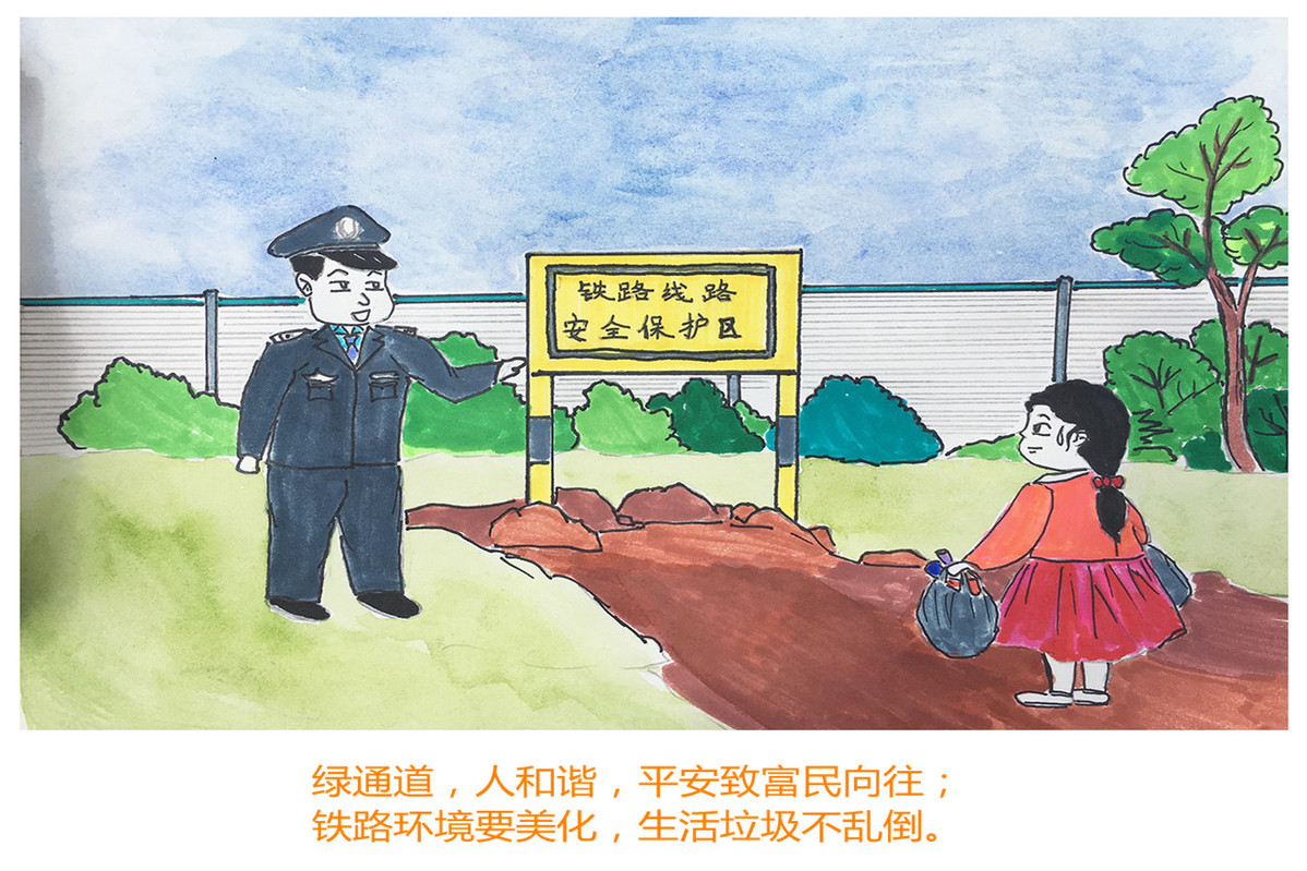 爱护铁路绘画孩子图片