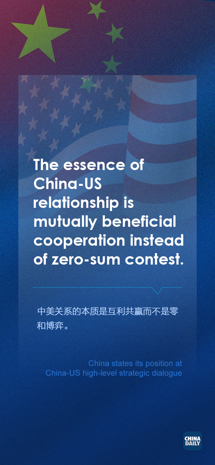 海报:中美关系的本质是互利共赢而不是零和博弈